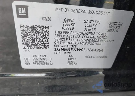 2020 Chevrolet Traverse Fwd Ls from USA, damaged, VIN 1GNERFKW0LJ244964